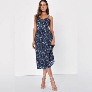 Lulu's Blue Sweetheart Sundress Midi